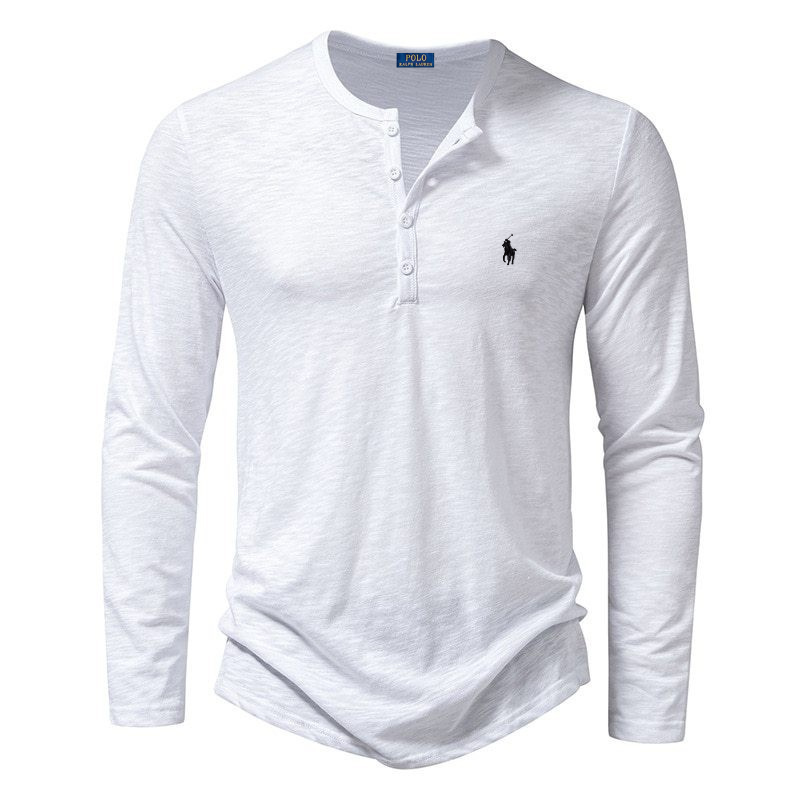 Men’s Cotton Henley Long-Sleeve Shirt