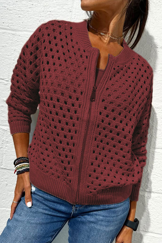 Stylish Knit Zipper Jacket