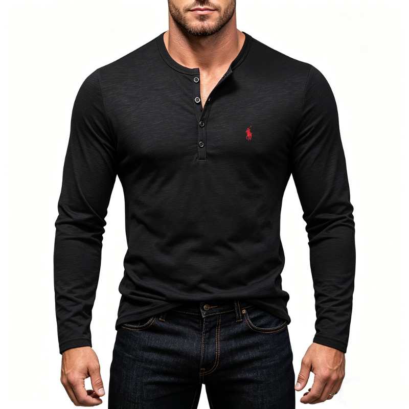 Men’s Cotton Henley Long-Sleeve Shirt