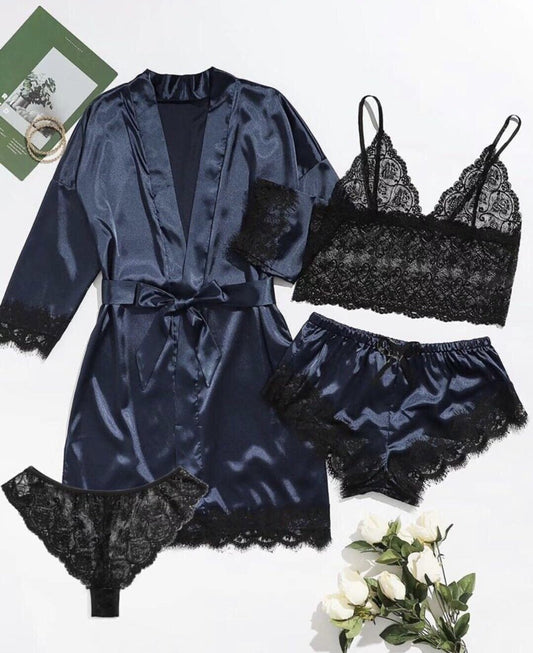 🔥Valentine's Day 4 sets of lace satin sling pajamas set🌹