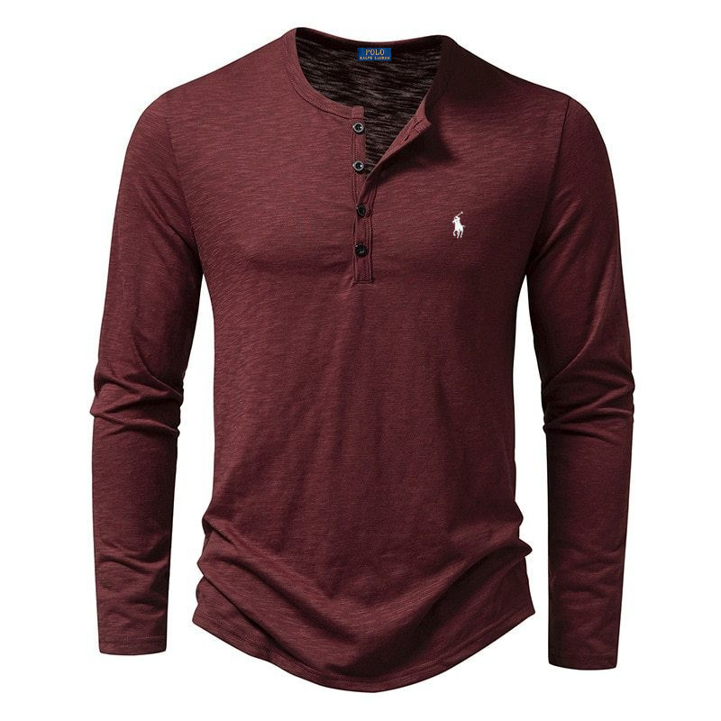 Men’s Cotton Henley Long-Sleeve Shirt