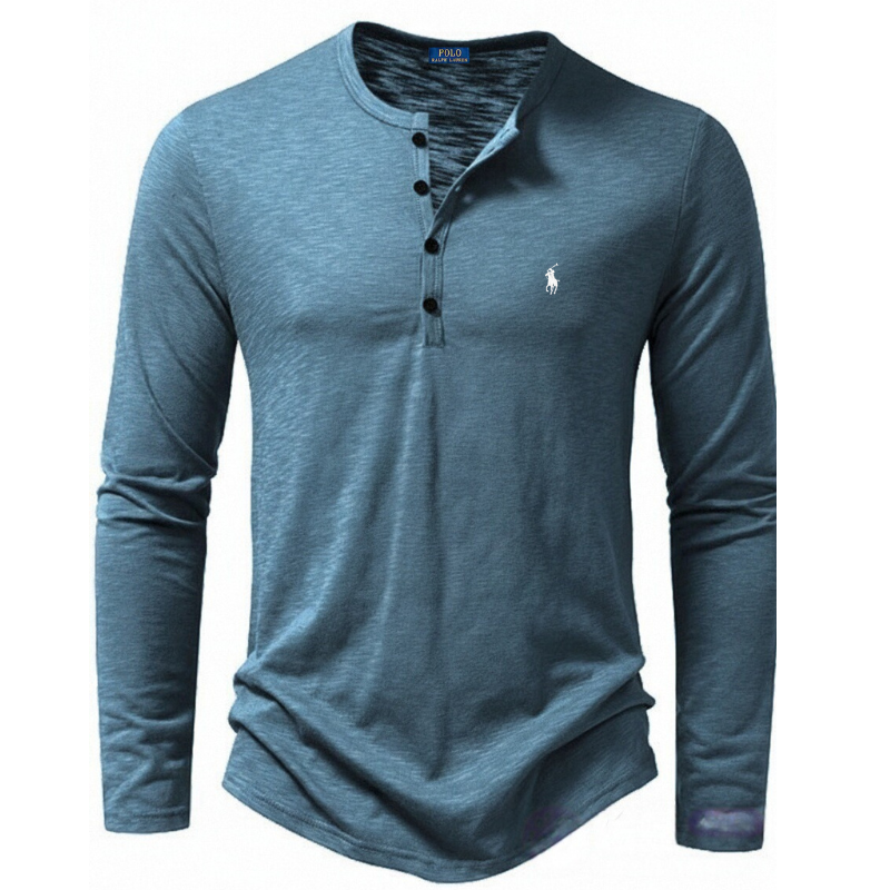 Men’s Cotton Henley Long-Sleeve Shirt