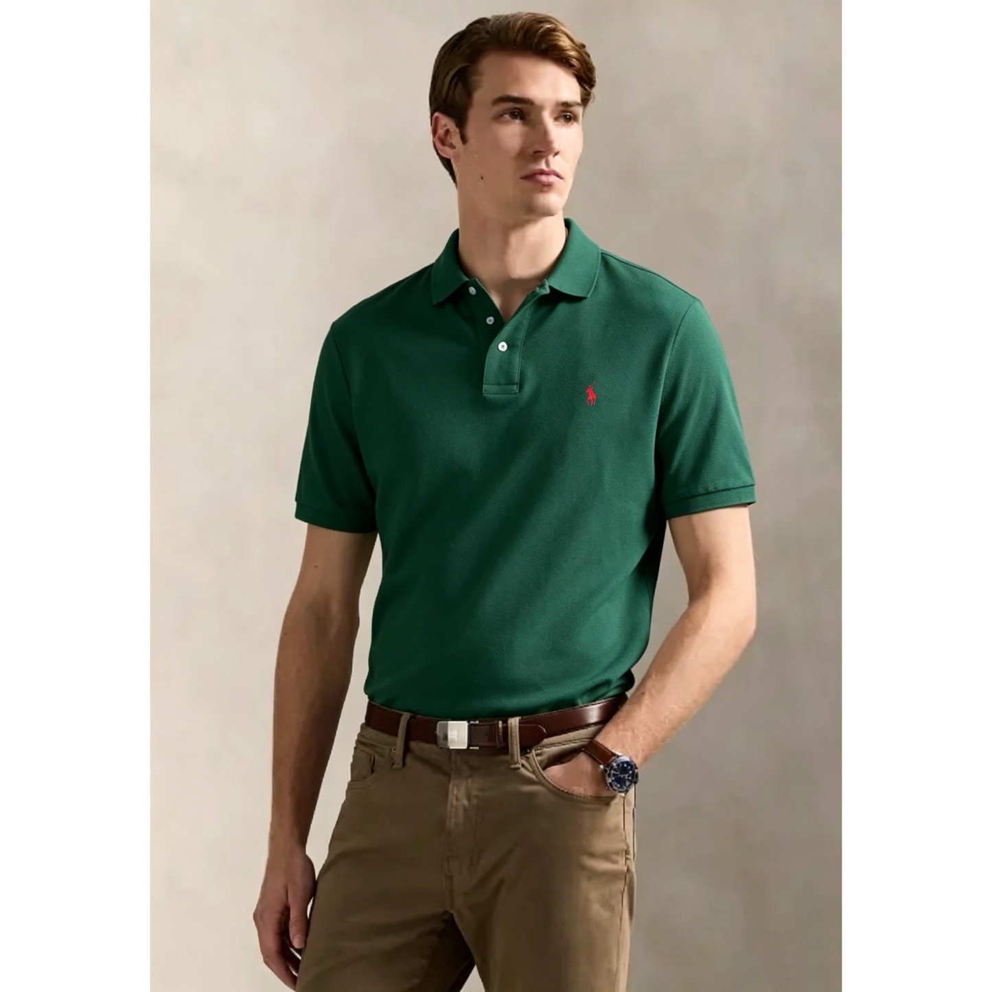 Men’s Classic Embroidered Pony Pique Polo Shirt