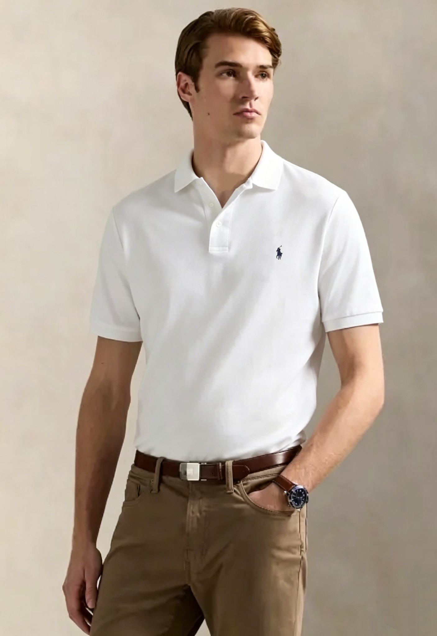 Men’s Classic Embroidered Pony Pique Polo Shirt