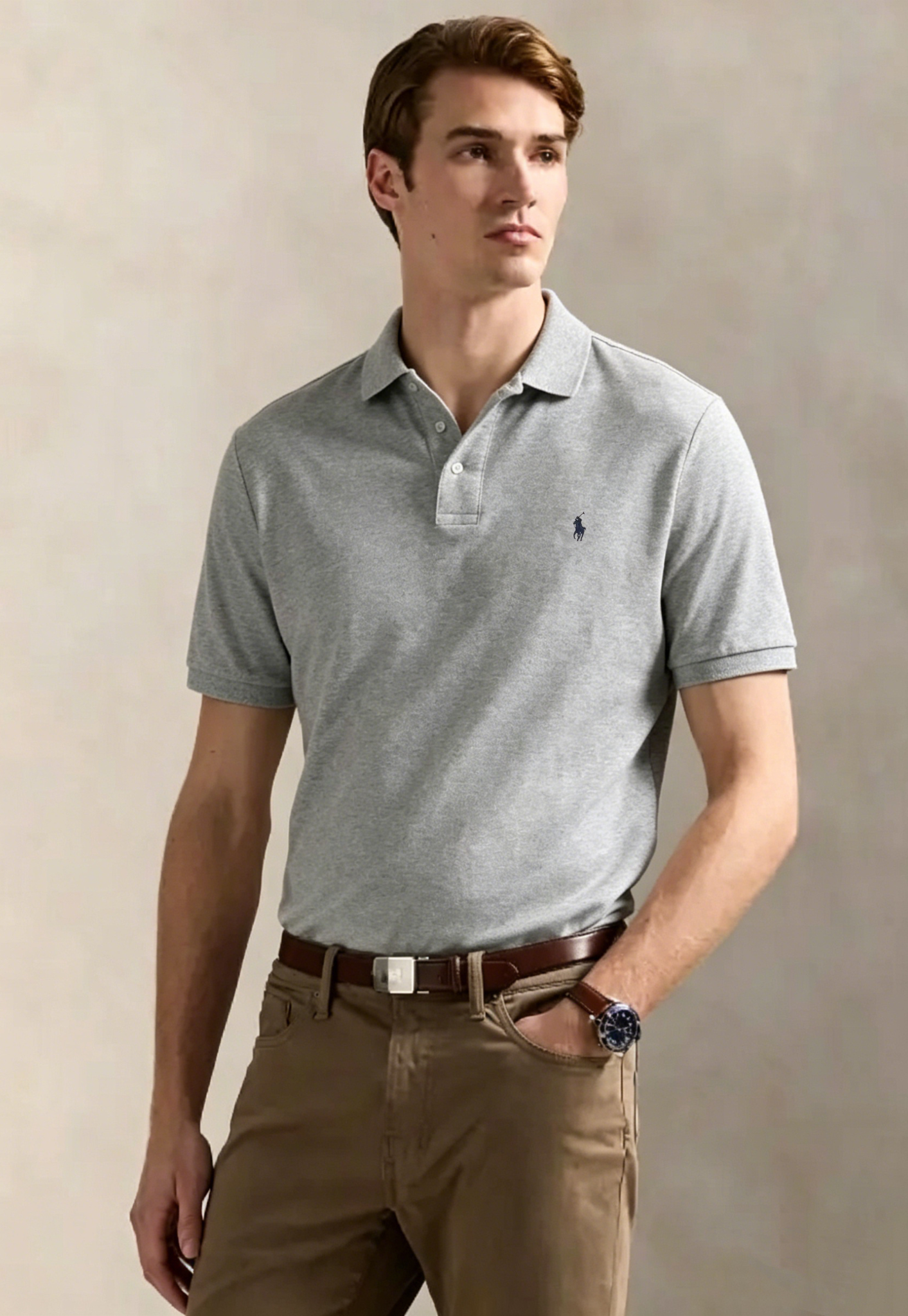 Men’s Classic Embroidered Pony Pique Polo Shirt