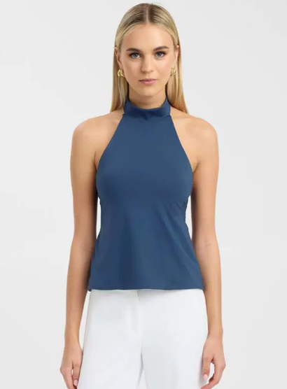 Women's Solid Backs Halter Tank Top Casual Sleeves Top