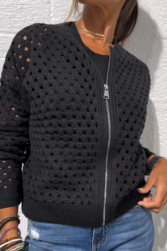 Stylish Knit Zipper Jacket