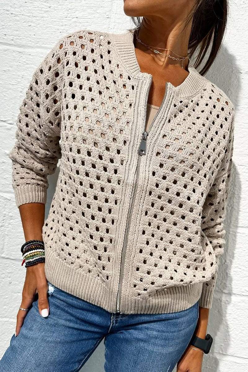 Stylish Knit Zipper Jacket