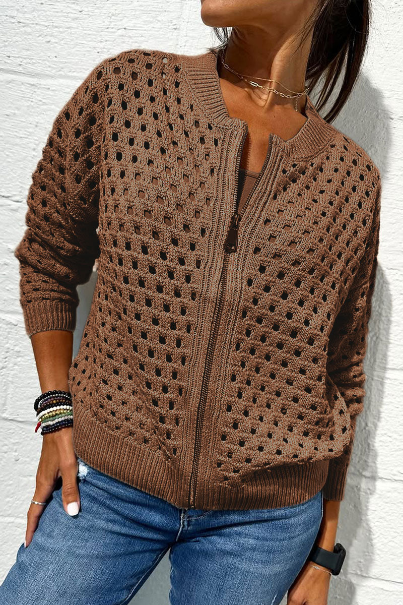 Stylish Knit Zipper Jacket