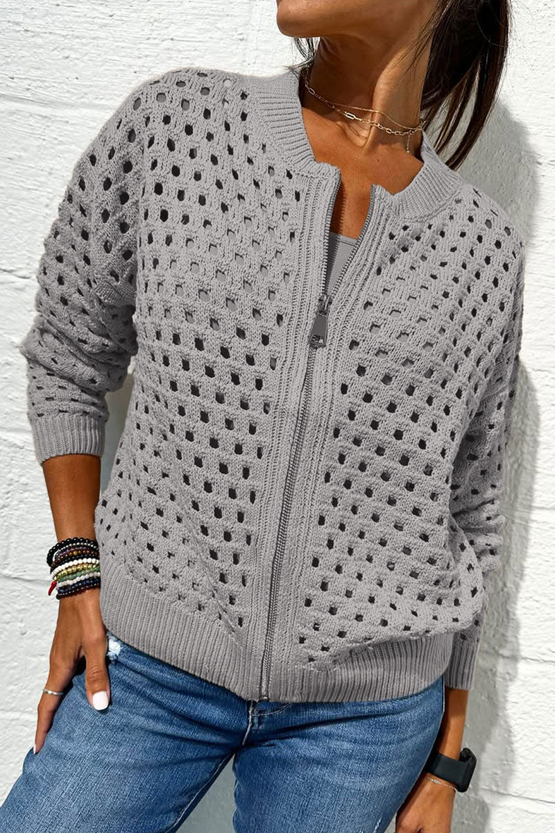 Stylish Knit Zipper Jacket
