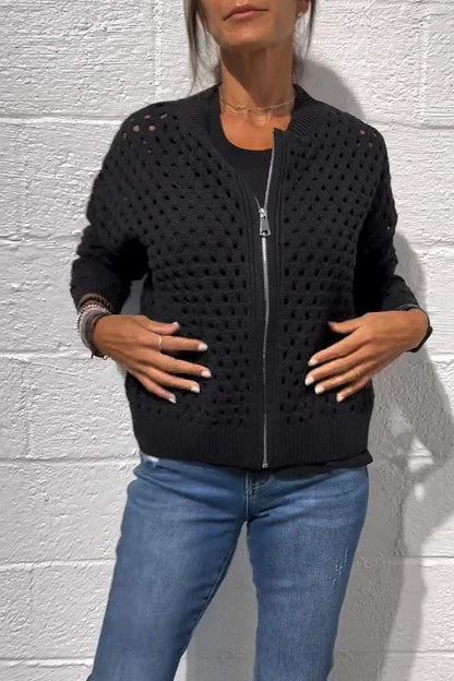Stylish Knit Zipper Jacket
