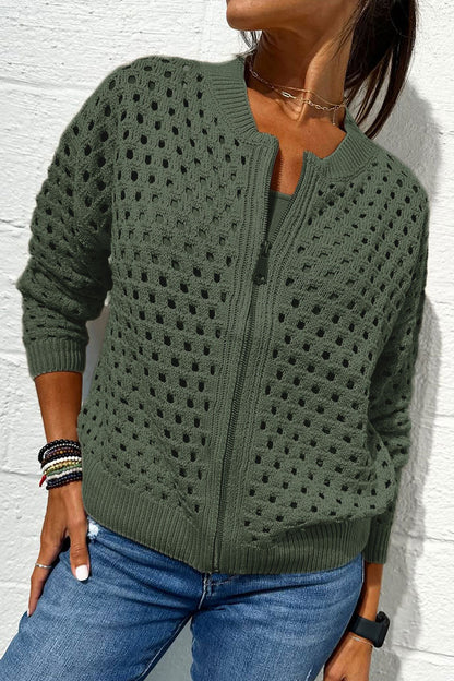 Stylish Knit Zipper Jacket