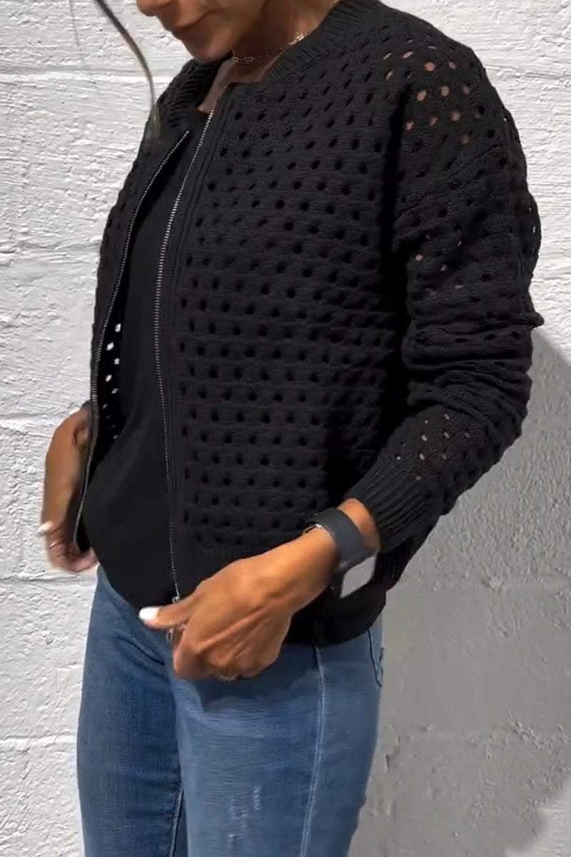 Stylish Knit Zipper Jacket